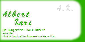 albert kari business card